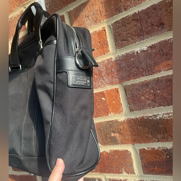 Coach Black Leather Canvas Twill Laptop Bag **fits 15” laptop - Picture 3 of 12